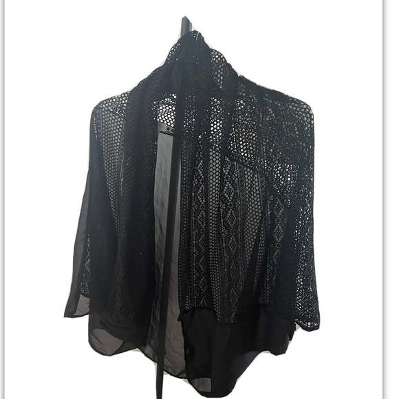Guess. Black mesh swim coverup. Shrug. Used. Crochet. - Picture 3 of 8
